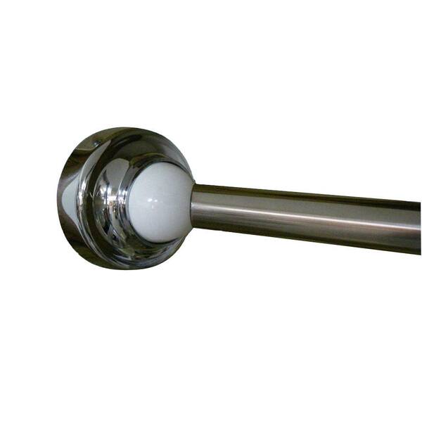 Rotator Rod 60 in. Stainless Steel Rotating Curved Shower Rod in Chrome with Cap and White Accent