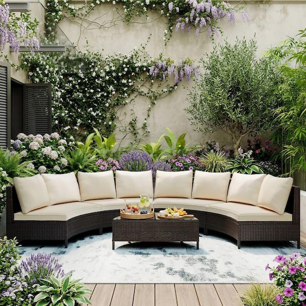All-Weather 5-Piece Wicker Outdoor Sectional Set, Patio