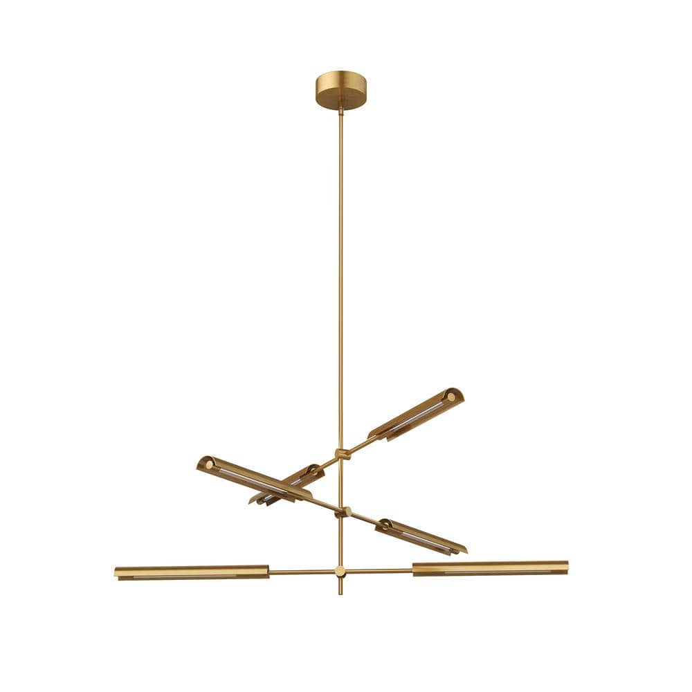 Astrid 6 Head 1 Light 26-Watt Metal Shade/Vintage Brass Integrated LED Pend