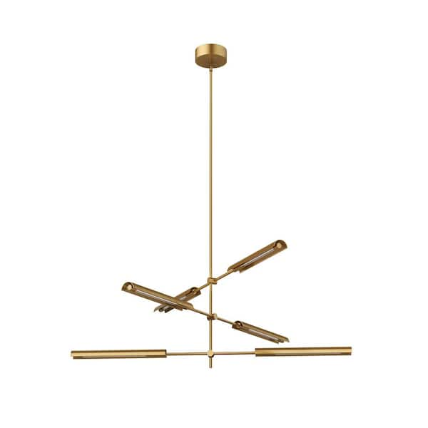 Alora Astrid 6 Head 1 Light 26-Watt Metal Shade/Vintage Brass Integrated LED Pendant Light