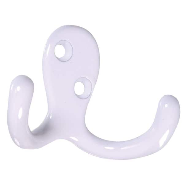 Hardware Essentials Double Clothes Hook in White (20-Pack)