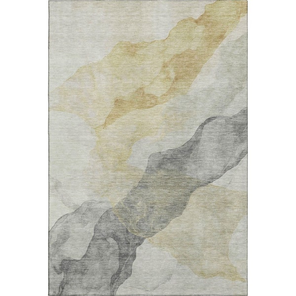 Mayfield Premium Machine Washable Abstract AMF2109 Beige 9 ft. x 12 ft. Area Rug