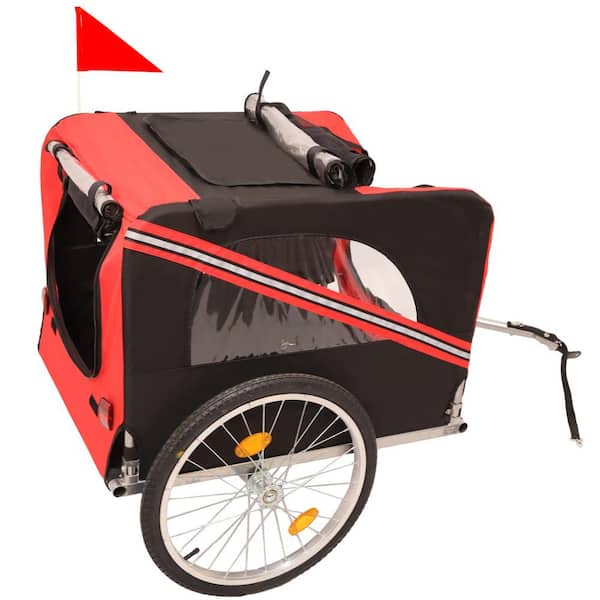 Outdoor Heavy-Duty Foldable Utility Pet Stroller Dog Carriers Bicycle  Trailer in Red KMasj-192 - The Home Depot