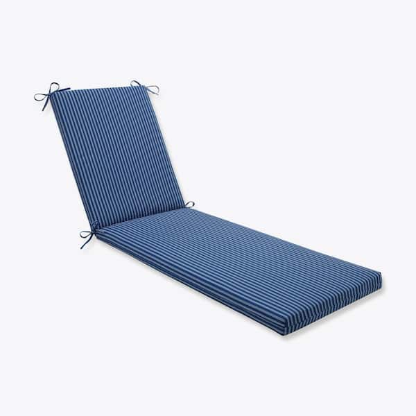 Pillow Perfect Striped 23 x 30 Outdoor Chaise Lounge Cushion in Blue/White Resprt Stripe