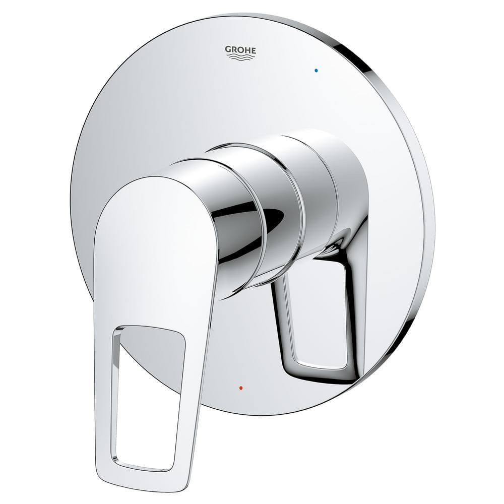 Chrome Wall-Mounted Pressure Balance Valve Trim with Lever