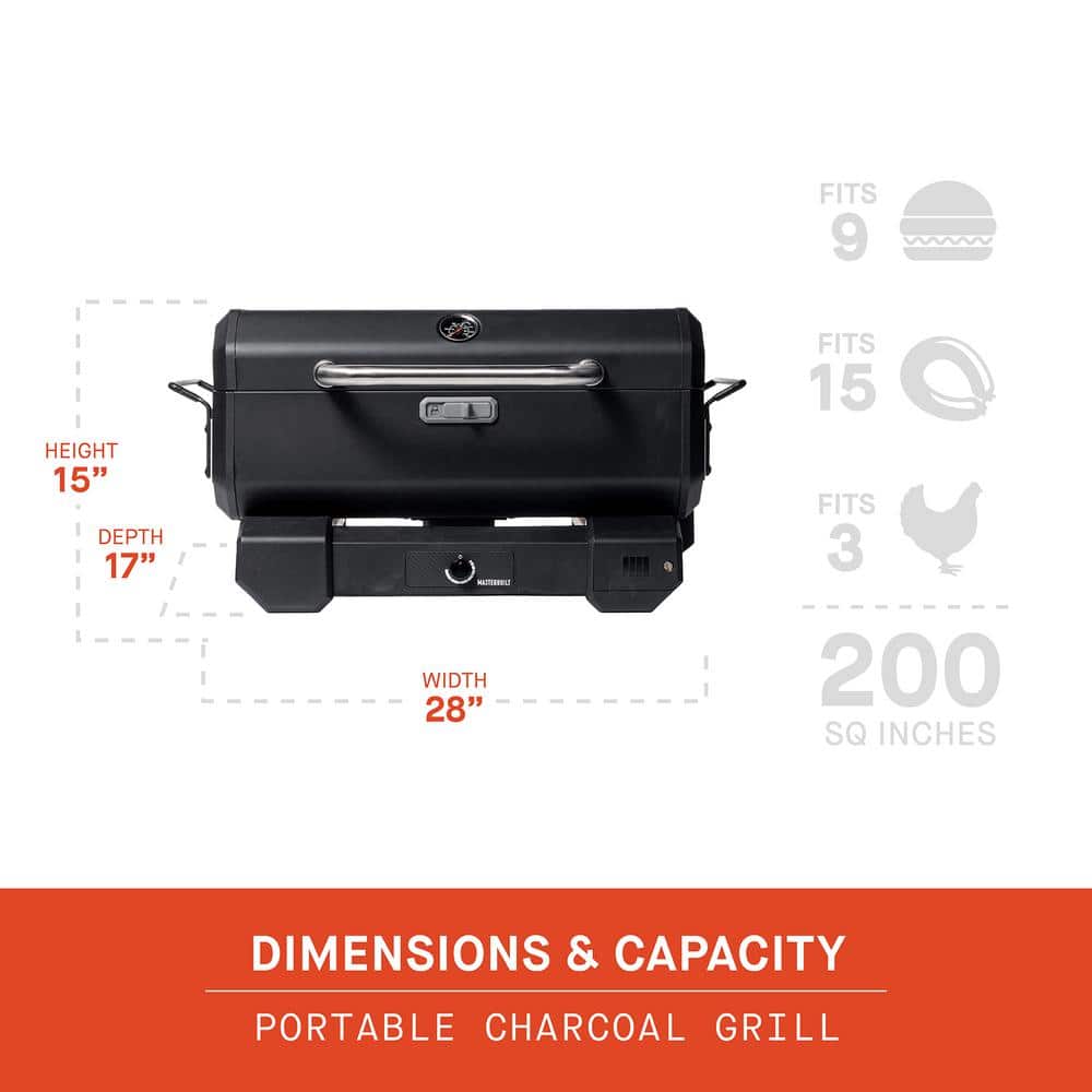 Masterbuilt 25" Black Portable Charcoal Grill and Smoker
