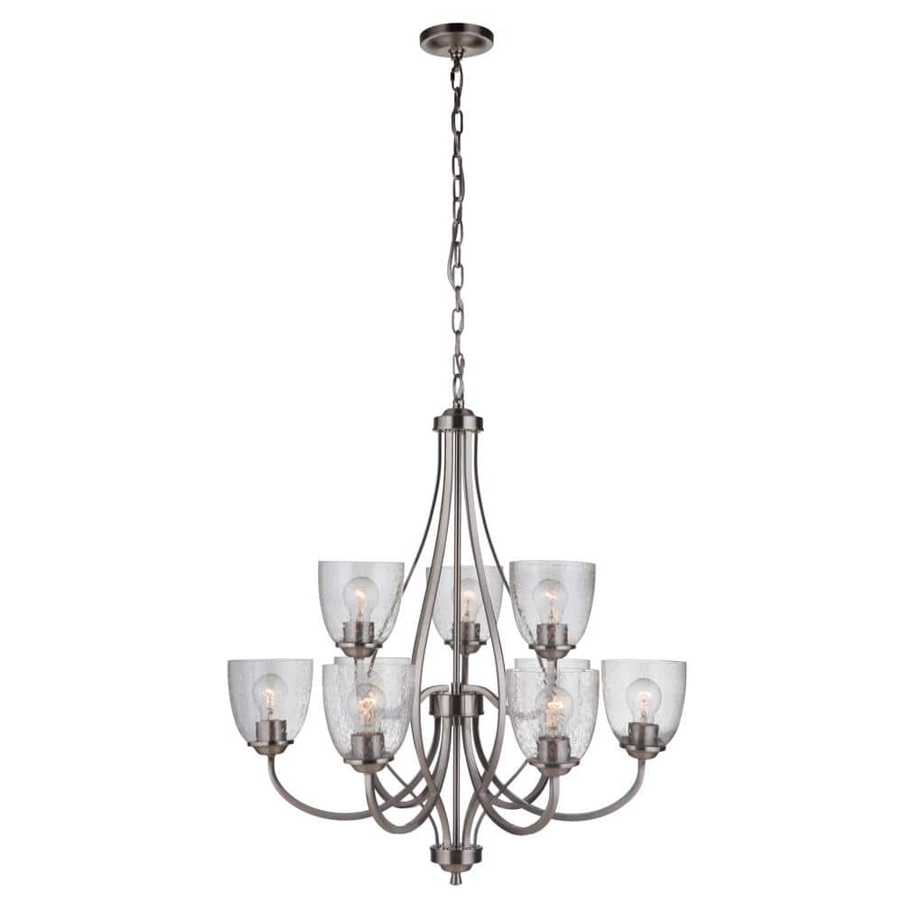 Serene Brushed Polished Nickel 9-Light Transitional Chandelier