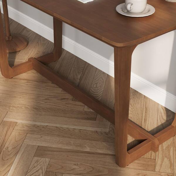 FUFU&GAGA 51.2 in. Rectangular Walnut 100% Solid Wood Writing Desk