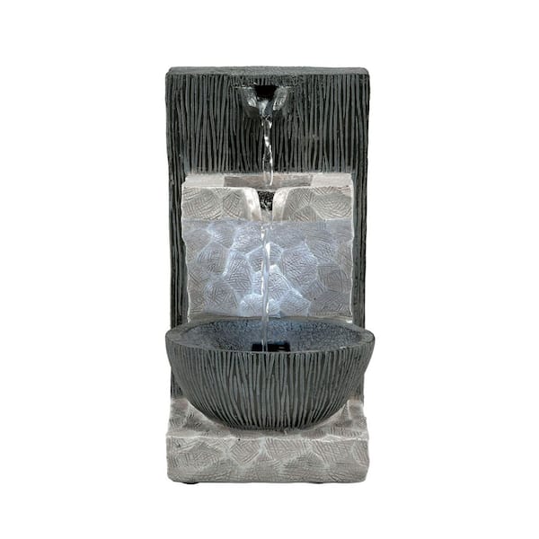Alpine Corporation 14 in. Tall Modern Cascading Tabletop Fountain Decoration with LED Lights