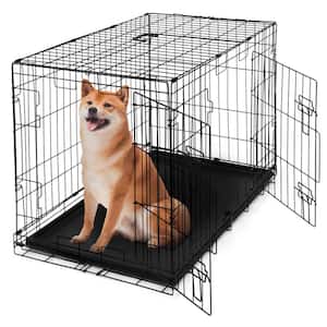 Foldable Dog Crate Wire Metal Dog Kennel w/Divider Panel, Leak-Proof Pan & Protecting Feet - 36 in. W