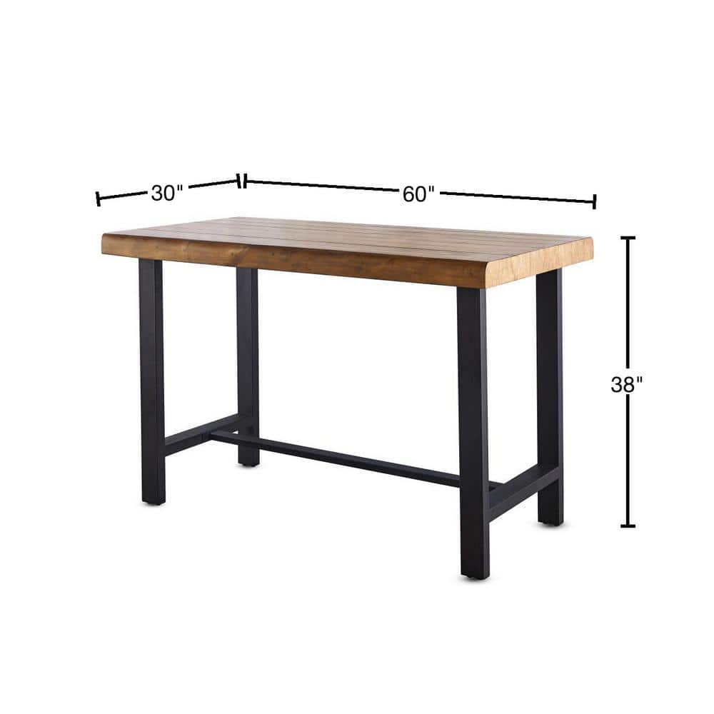 Landon 63" Natural Honey Birch Counter Table with Iron Base