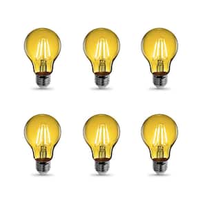 25-Watt Equivalent A19 Medium E26 Base Dimmable Filament Yellow Colored LED Clear Glass Light Bulb (6-Pack)