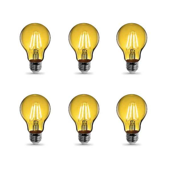 Feit Electric 25-Watt Equivalent A19 Dimmable Filament Yellow Colored Glass E26 Medium Base LED Light Bulb (6-Pack)