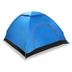 4-Person Pop-up Camping Tent with Carry Bag, Mosquito Net Doors for 4 Seasons