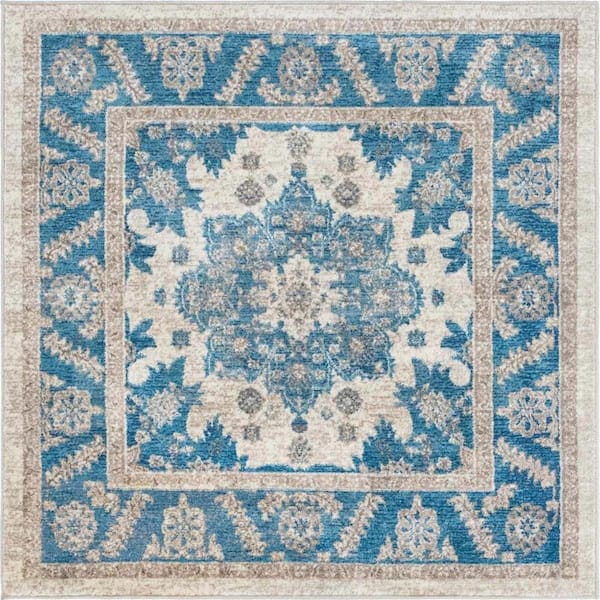 Unique Loom Salzburg Altstadt Ivory 4' 0 x 4' 0 Square Rug