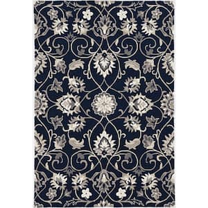 Mira Navy 7 ft. x 10 ft. Medallion Transitional Hand-Made Area Rug