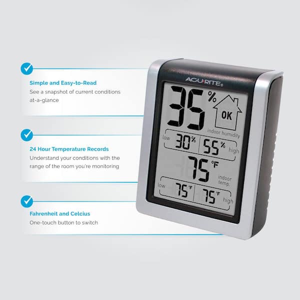 AcuRite AcuRite 00613MB Humidity Gauge Monitor Indoor Thermometer Digital Hygrometer 