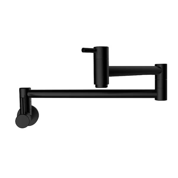 HOMLUX Wall Mount Pot Filler with 2-Handle in Matte Black