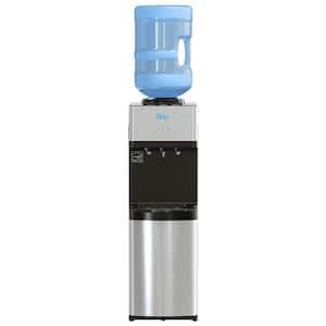 Hot Cold and Room Temp Water Dispenser Cooler Top Load, Tri Temp, Black and Stainless Steel, Essential Series