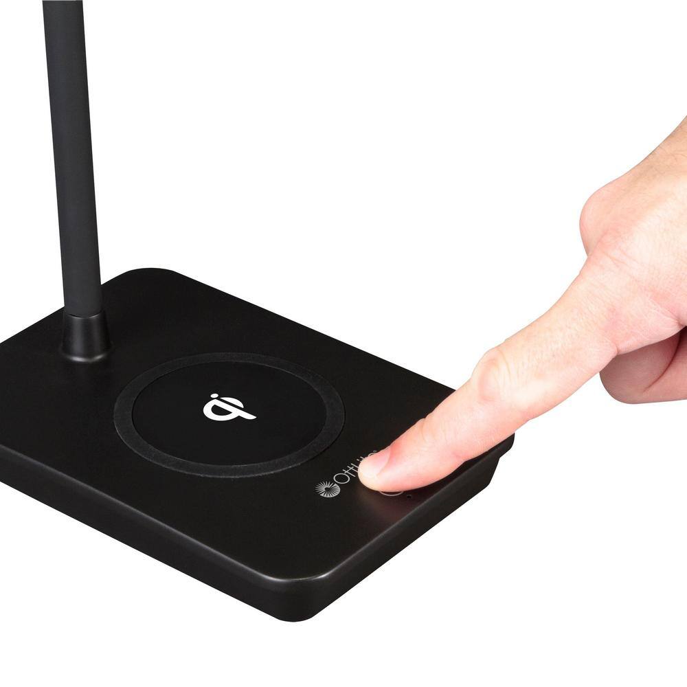 Black Adjustable LED Desk Lamp with Wireless Charging Base