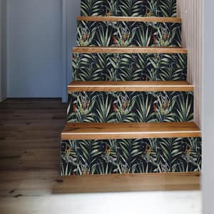Tropical Birds Black Removable Peel and Stick Wallpaper