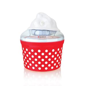 Electric 1.5 Qt. Ice Cream Maker with 4 Glass Cups Red