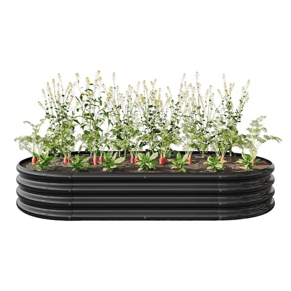 Tunearary 70.86 in. x 11.42 in. Oval Large Metal Raised Planter Bed Outdoor Garden for Planting, Black