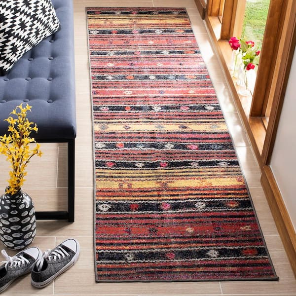 Montage Rust/Multi 2 ft. x 8 ft. Geometric Indoor/Outdoor Patio  Runner Rug