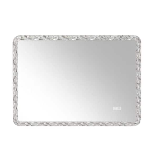 Aoibox 25.20 in. W x 38.58 in. H Rectangular Framed Smart Bathroom Vanity Mirror Anti-Fog and Adjustable Brightness in White