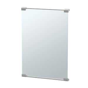 Fixed 22 in. W x 31 in. H Framed Rectangular Bathroom Vanity Mirror in Satin Nickel
