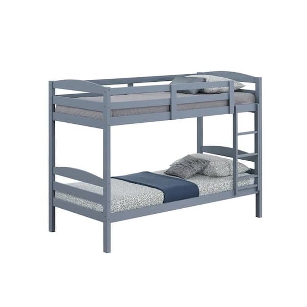 Sifa Gray Twin Bunk Bed with Convenient Ladder and Arch Slat Design