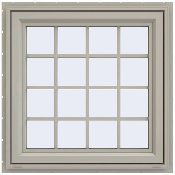 JELD-WEN 35.5 in. x 35.5 in. V-4500 Series Right-Hand Casement Vinyl Window with Grids - Tan