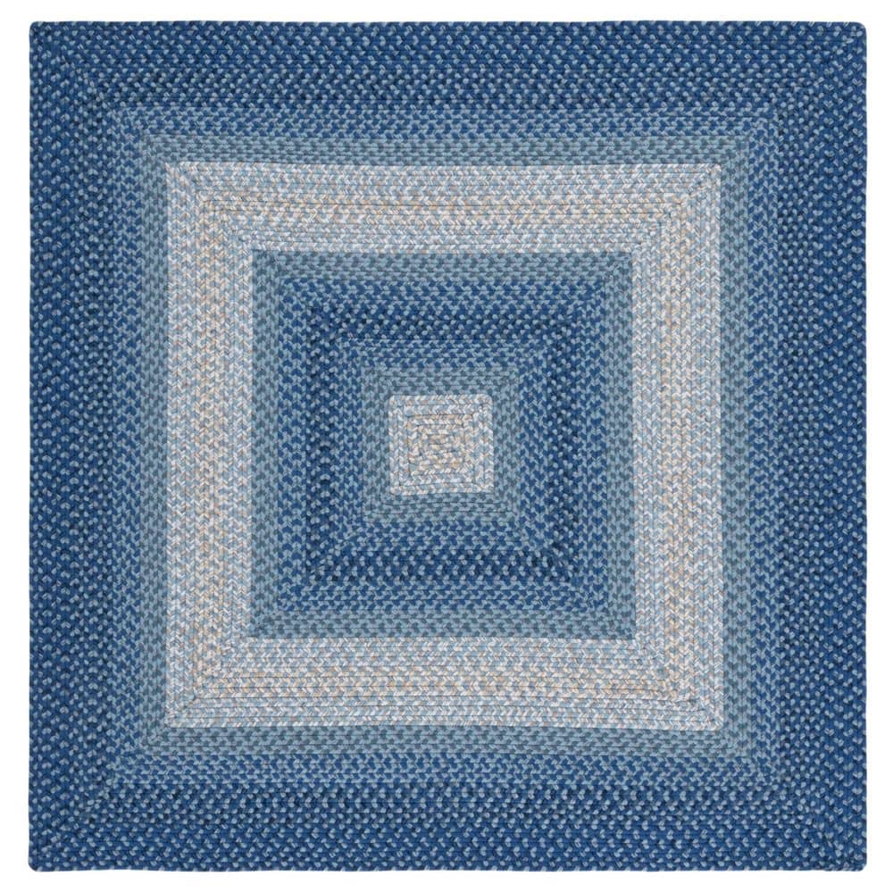 Braided Navy/Gray 5 ft. x 5 ft. Machine Washable Border Solid Color Interlace Square Area Rug price history on PriceWatchPro