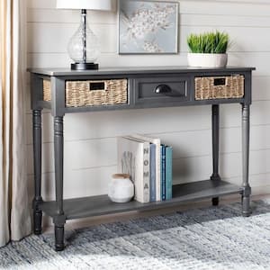 Winifred 45 in. 3-Drawer Gray Wood Console Table