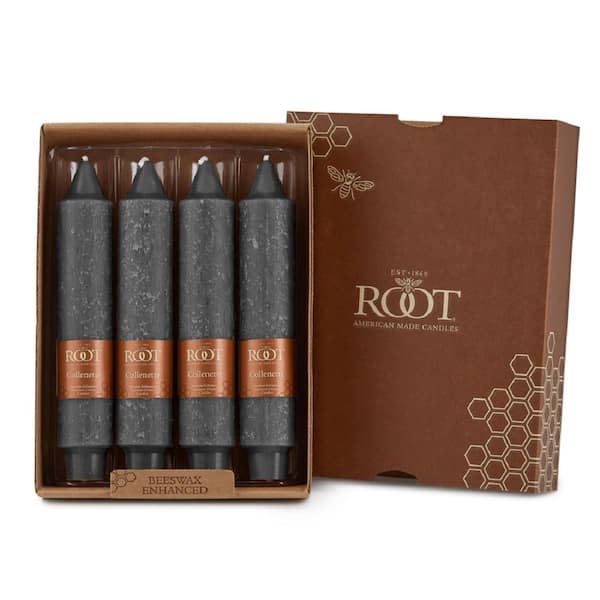 ROOT CANDLES Timberline Collenette 7 in. Stone Unscented Taper Candle (Box of 4)