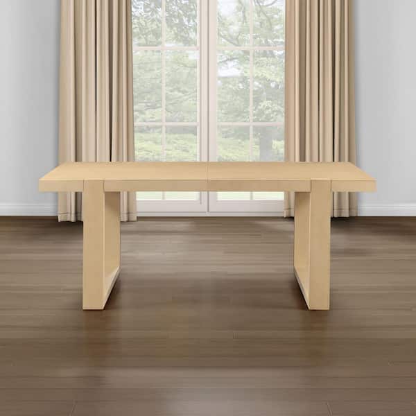 Steve Silver Reid Sand Wood 75 in. 4 Leg Dining Table with 18 in. Leaf ...