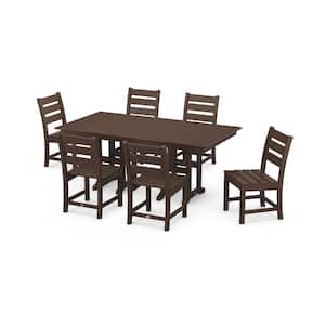 Grant Park Mahogany 7-Piece Plastic Side Chair Outdoor Dining Set