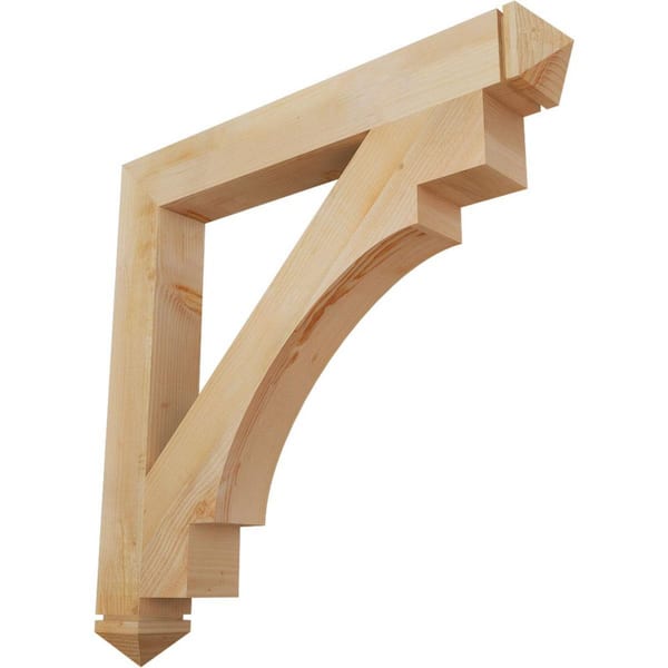 Ekena Millwork 6 in. x 48 in. x 48 in. Douglas Fir Merced Arts and Crafts Rough Sawn Bracket