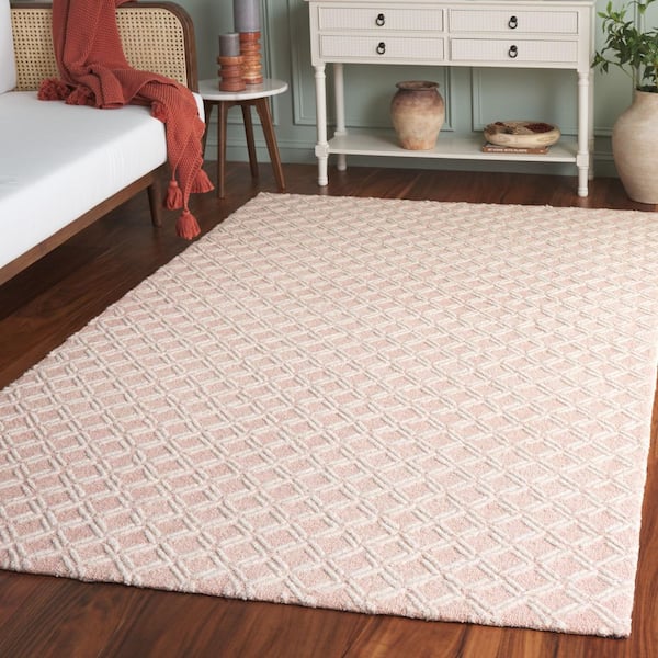 Genre 4 ft. x 6 ft. Pink/Ivory Diamond Geometric Area Rug