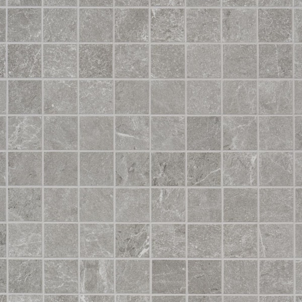 Ivy Hill Tile LithoTech Silver Gray 11.81 in. x 11.81 in. Matte Porcelain Mosaic Floor and Wall Tile (0.96 sq. ft./Each)