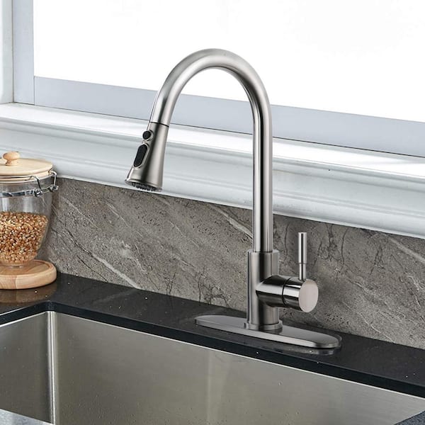 Unbranded Single Handle Pull Down Sprayer Kitchen Faucet Stainless Steel, 360° Swivel, Cold Hot Water Tap in Silver
