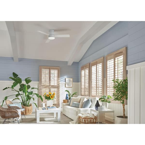 Trey 44 in. Integrated LED Indoor/Outdoor Matte White Ceiling Fan with Wall Switch