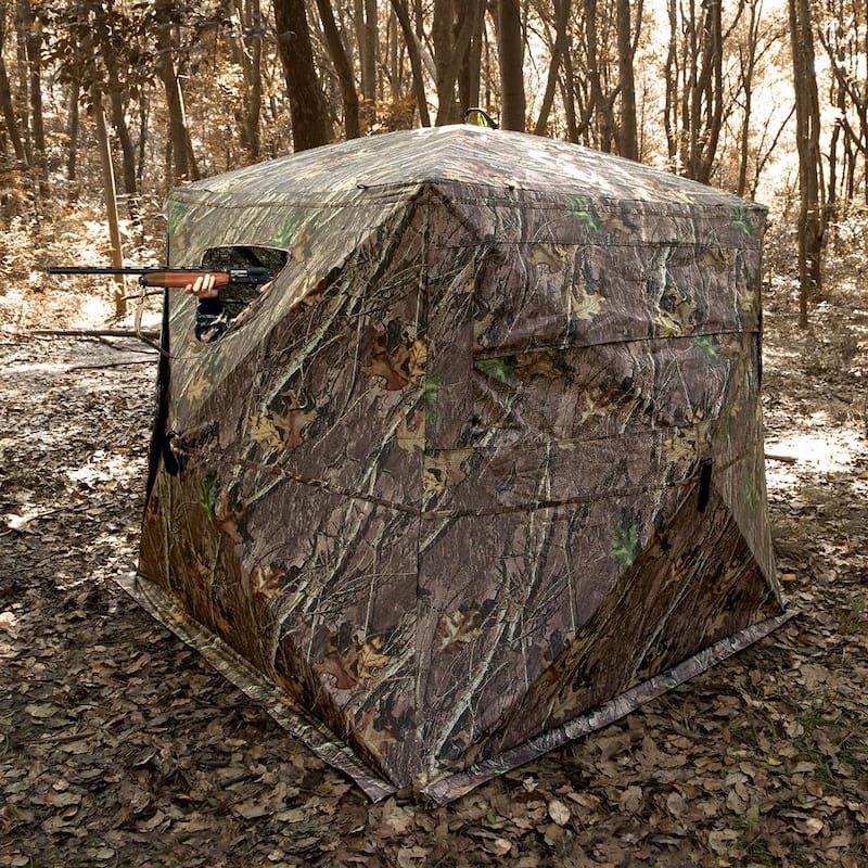 Hunting Blind 270-Degree See Through Ground Blind 4 to 5-Person Pop Up Deer Blind for Hunting with Carrying Bag Portable