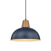 JAZAVA 10.2 in. 1-Light Navy Blue Shaded Pendant Light Fixtures with ...
