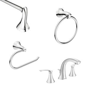 Darcy 8 in. Widespread 2-Handle Bathroom Faucet Combo Kit with 3-Piece Hardware Set in Chrome (24 in. Towel Bar)