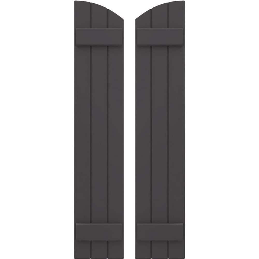 10-1/2 in. W x 31 in. H Americraft Exterior Real Wood Joined Board and Batten Shutters w/Elliptical Top Shadow Mountain price history on PriceWatchPro