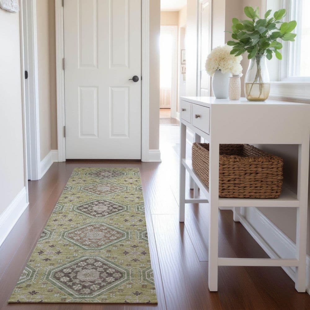 Mayfield Premium Machine Washable Abstract AMF1442 Aloe 2 ft. 3 in. x 7 ft. 6 in. Runner Rug price history on PriceWatchPro