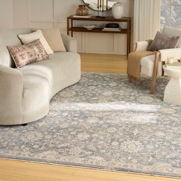 Harbor Blue 10 ft. x 13 ft. Floral Traditional Area Rug