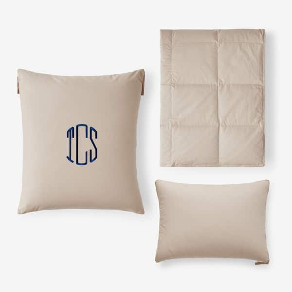 The Company Store LaCrosse Tan Cotton Travel Throw and Pillow Set