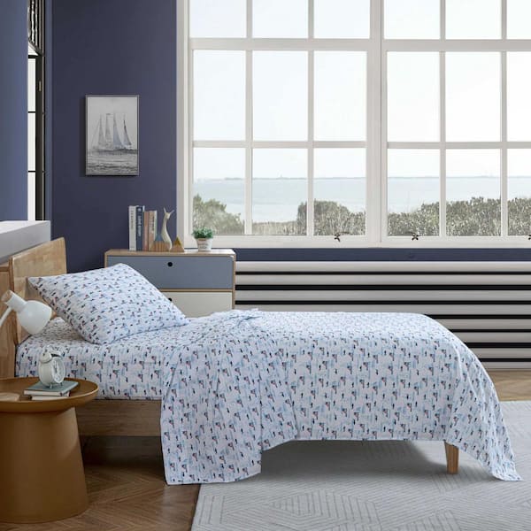 Nautica Maxon 3-Piece Blue Microfiber Twin XL Sheet Set